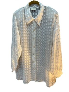 Vintage swim coverup/blouse sheer gorgeous buttons &detailed buttons size14/16